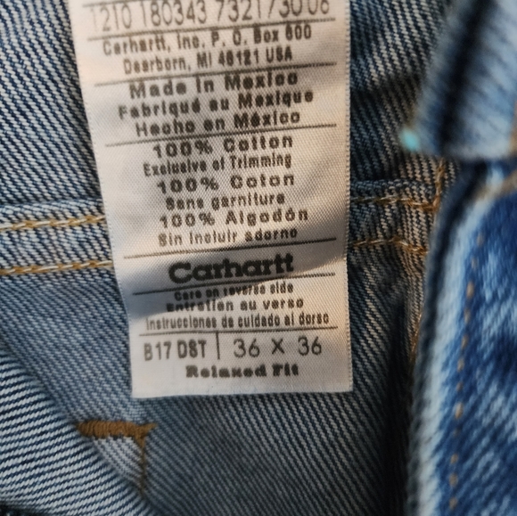 2 pr. Carhartt  36 x 36 Men's Jeans.  Relaxed Fit. 100% Cotton. Tall fit. - Picture 6 of 13